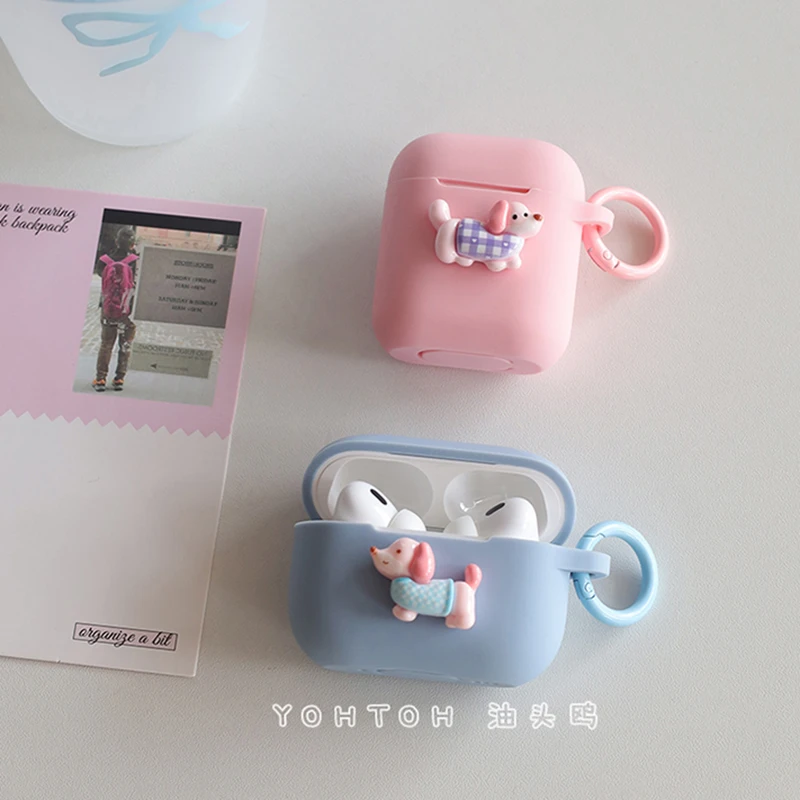 油头鸥粉蓝情侣款适用于苹果airpods3保护套airpodspro2耳机壳4软