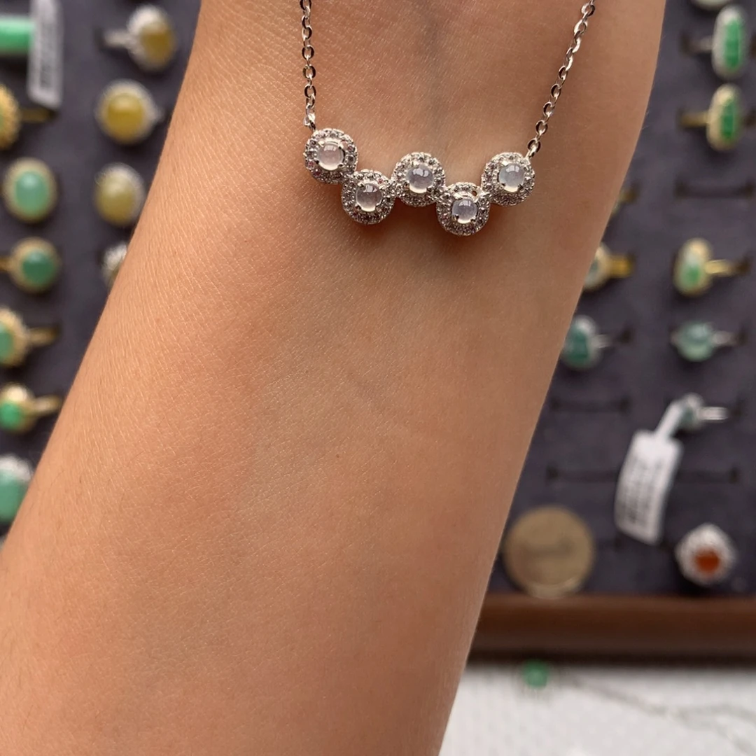 翡翠银S925镶嵌戒指项链