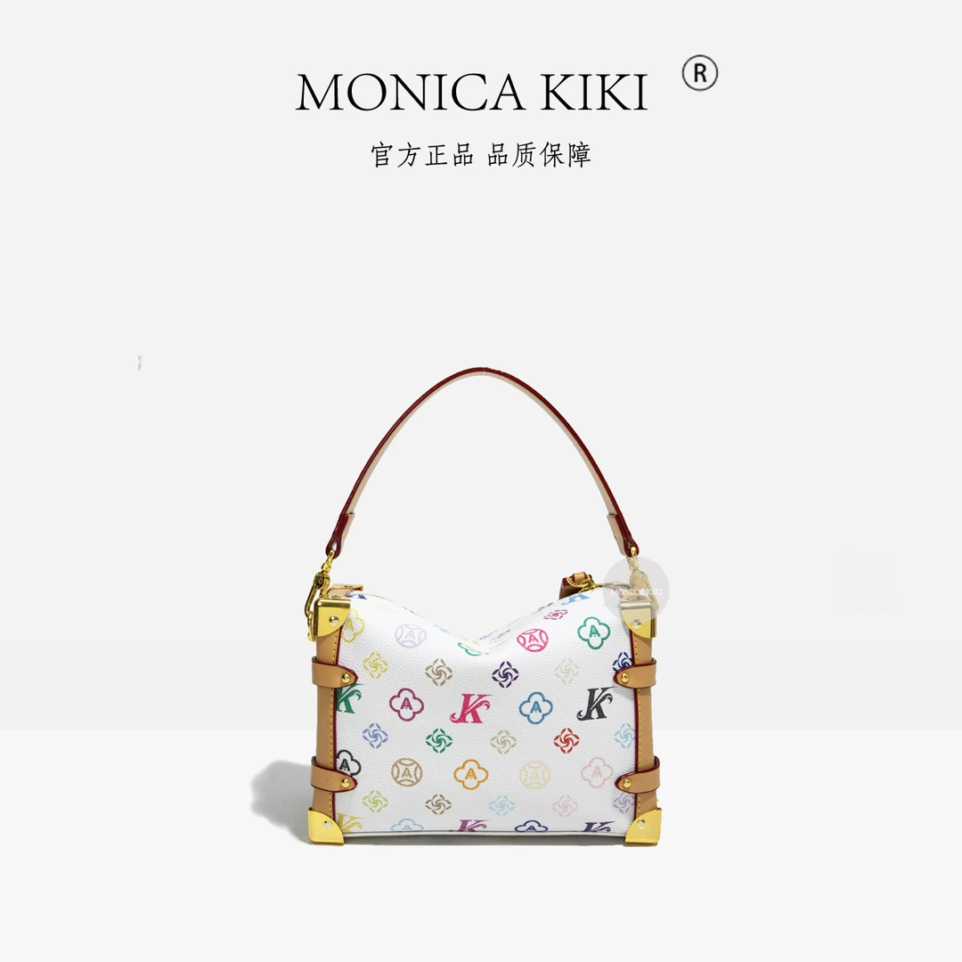 MONICA KIKI/莫妮卡奇奇三彩软盒子新款轻奢女士斜挎包时尚潮流