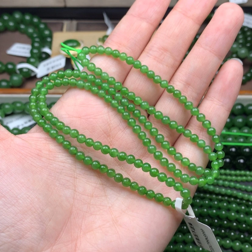 【闪购商品】颈饰未镶嵌和田玉（碧玉）4m阳绿无黑高品质