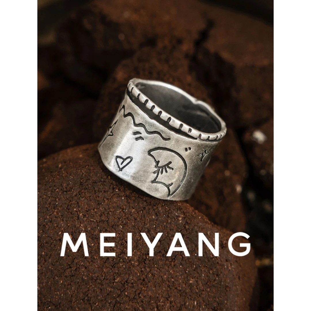 铜合金戒指 铜合金戒指 A美洋MEIYANG星月戒指 复古宽面戒-周四