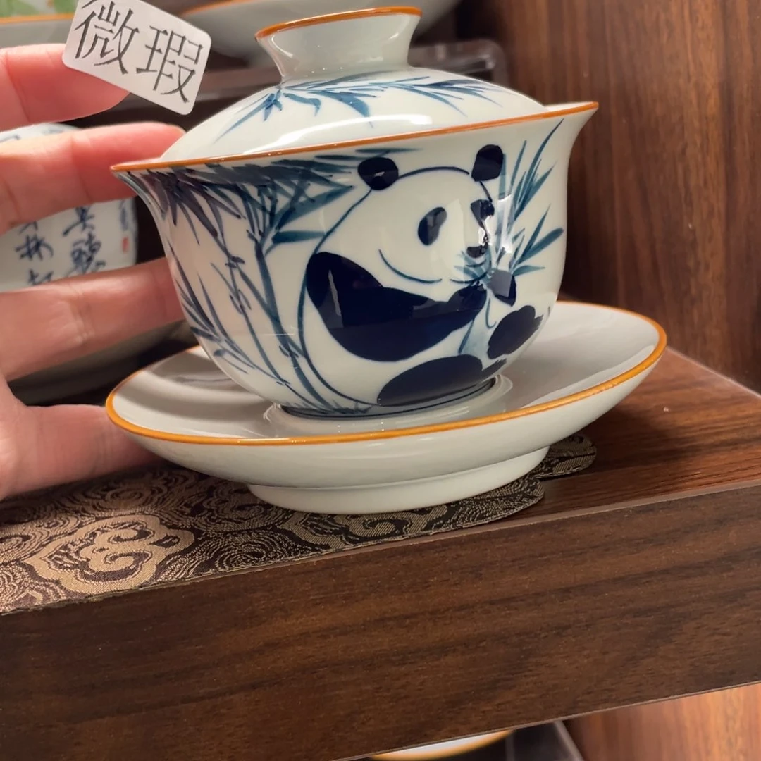 釉下手绘茶具微瑕