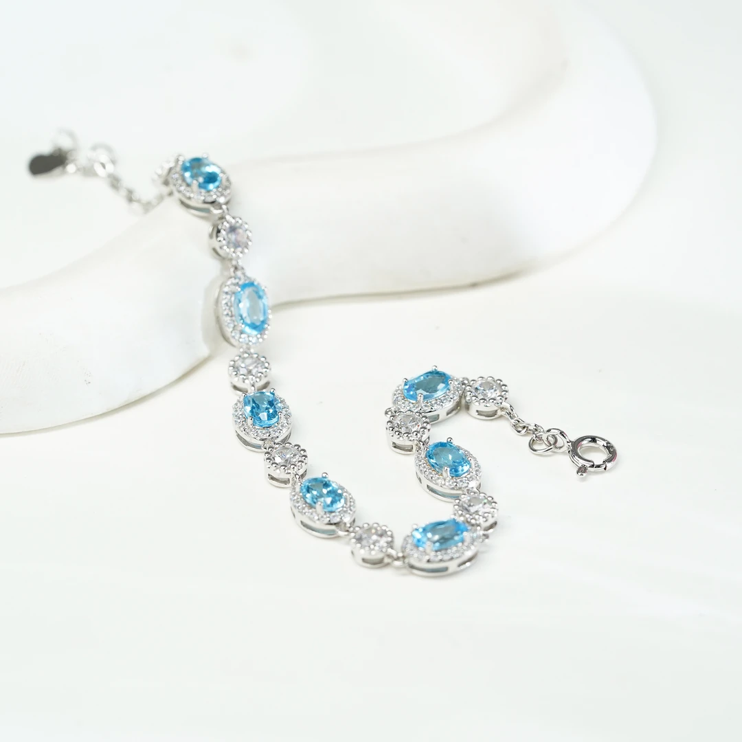 【小北严选】S925银托帕石手链约4*6mm【多样性发一件】-WH161X297