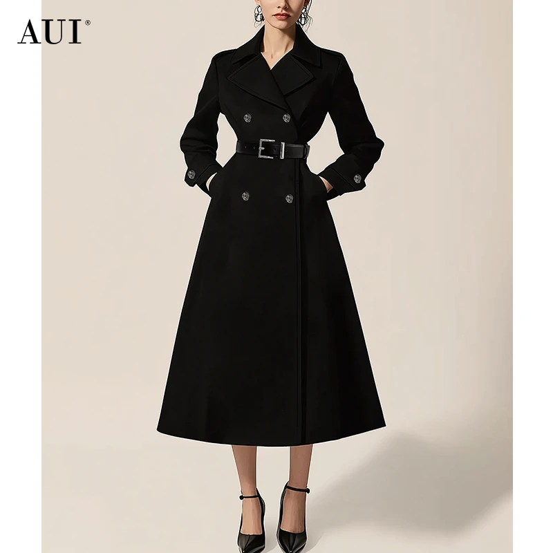 【Leo专属】AUI欧美风黑色高级设计感风衣女秋季-24W085942