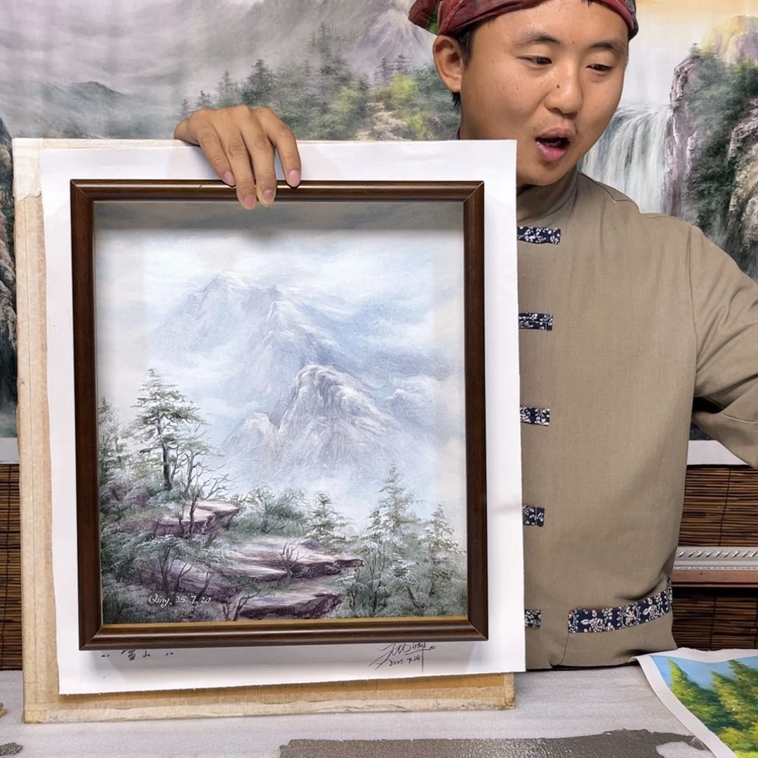 油画行路人小院绘画作品竞拍