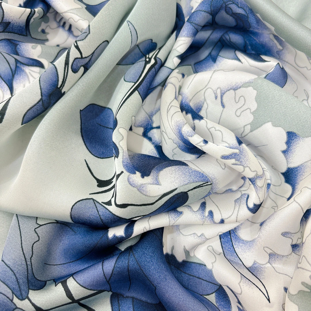 【淡雅牡丹】丽锦锻175x75尺寸透气百搭舒适精致丝巾