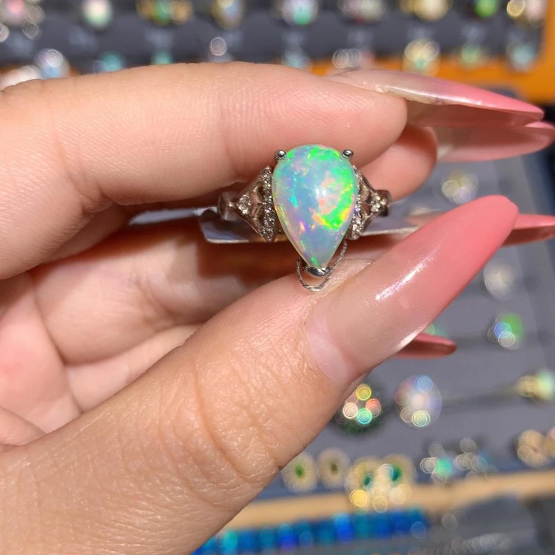 银S925镶嵌欧泊 欧泊戒指l