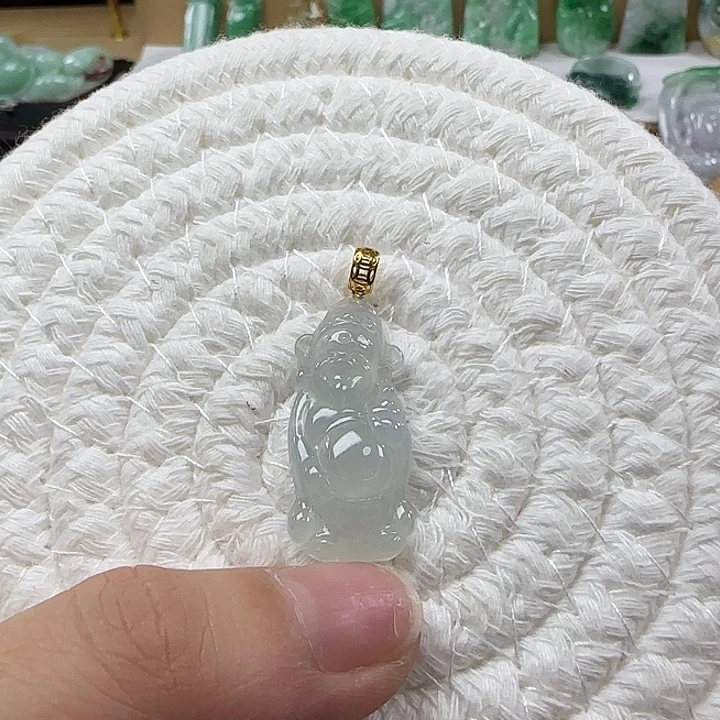 颈饰未镶嵌翡翠白冰财神