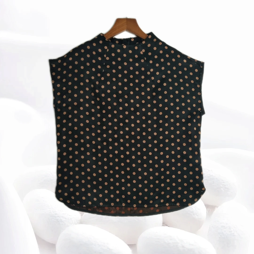 【花瓣领飞机袖上衣】桑蚕丝香云纱短袖套头上衣dz205