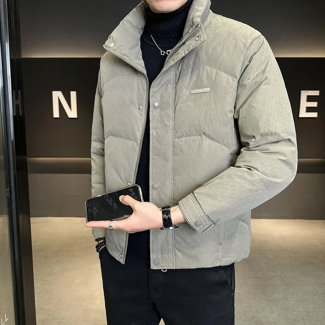高级感立领男士羽绒服男款秋冬季2025新款潮牌修身加厚短款外套男