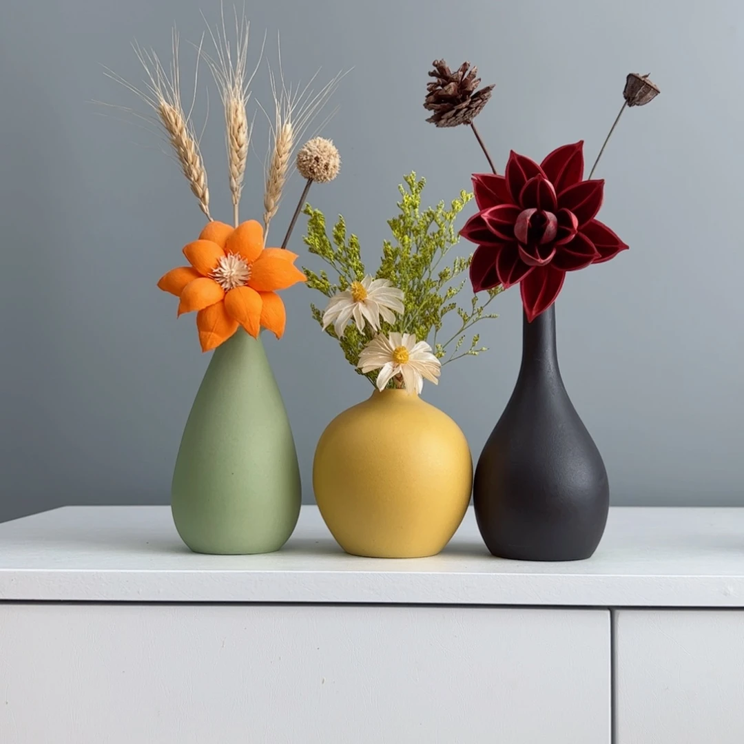 摆件陶瓷小花瓶摆件含花总高约20-30cm