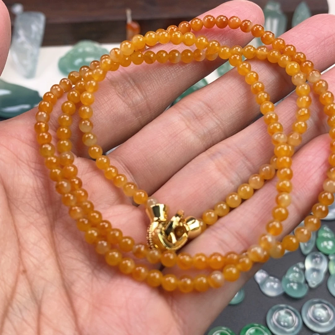 翡翠未镶嵌项链冰黄项链