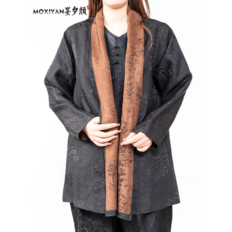 【墨夕颜】2025新款桑蚕丝男装 祥云纹满罗道袍-MH-682