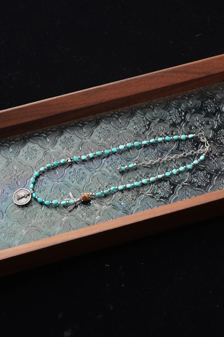 玲珑塔 天然猛犸牙咖料6*7mm老型珠项链