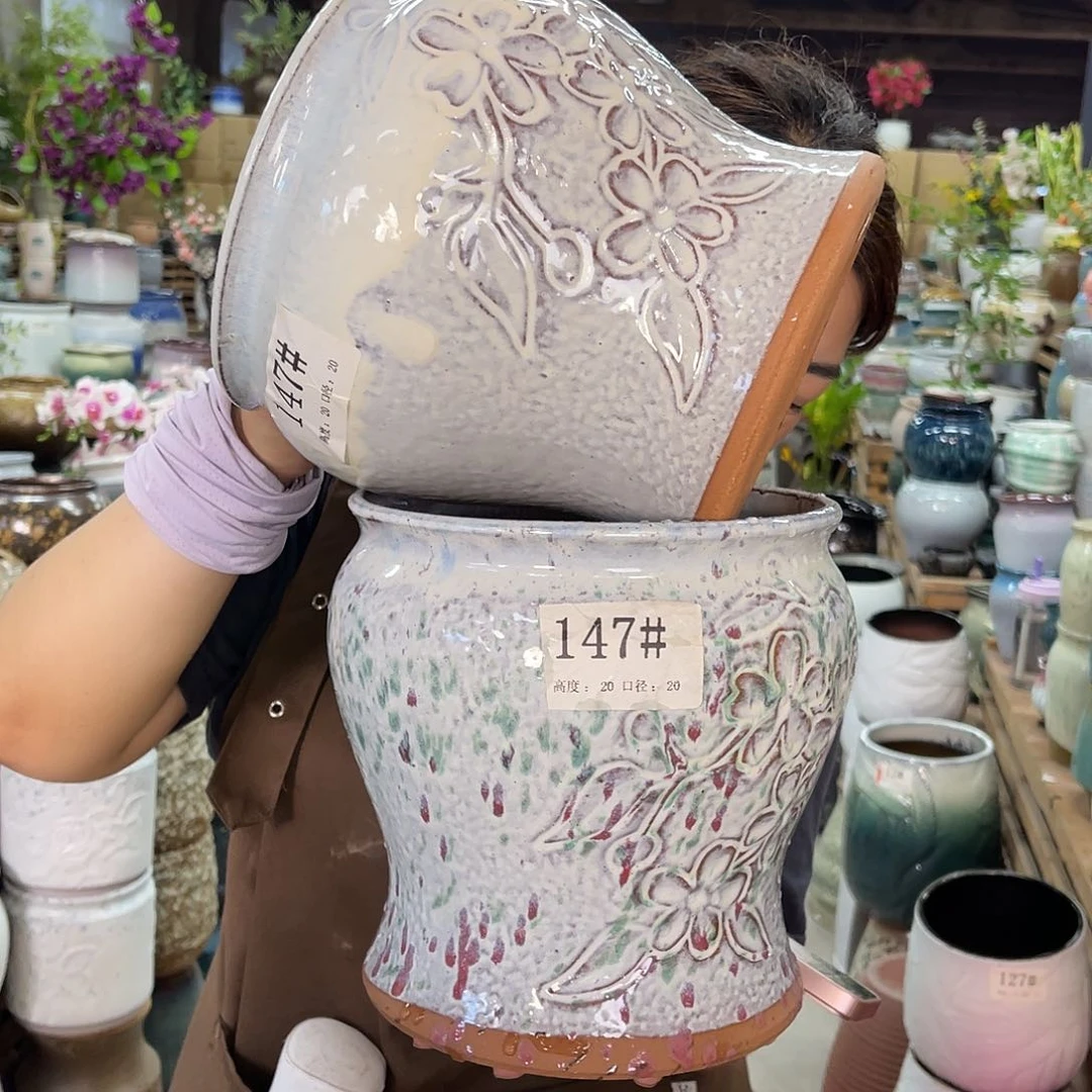 紫砂花盆高度21口径20厘米