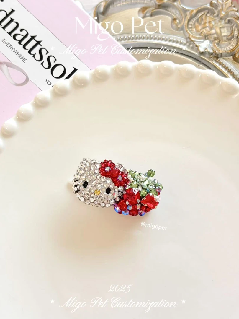 Migo-重工立体猫猫红草莓宠物发夹青蛙夹顶夹