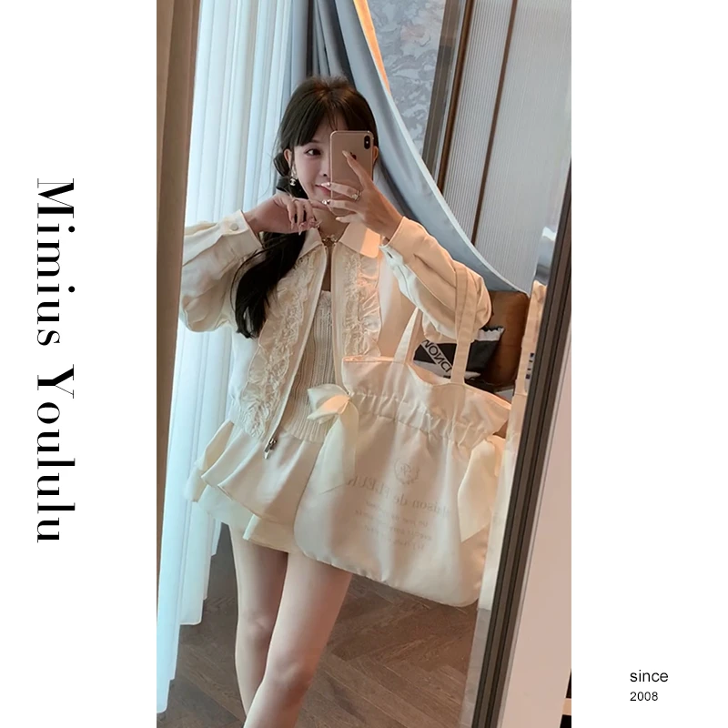 【mimius】&七七 重工设计感翻领外套+裙裤 G02007