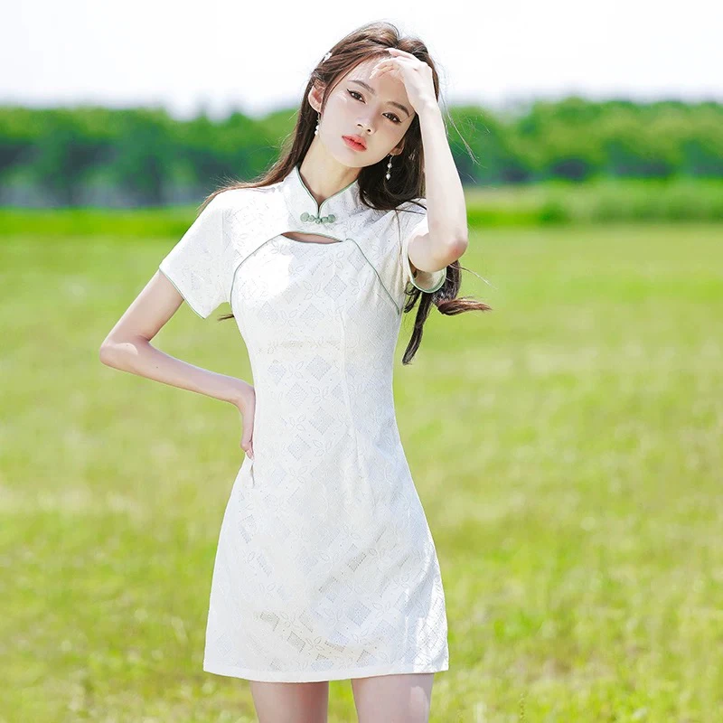 【2038 花知晓 素雅白】显瘦气质修身优雅复古中国风旗袍