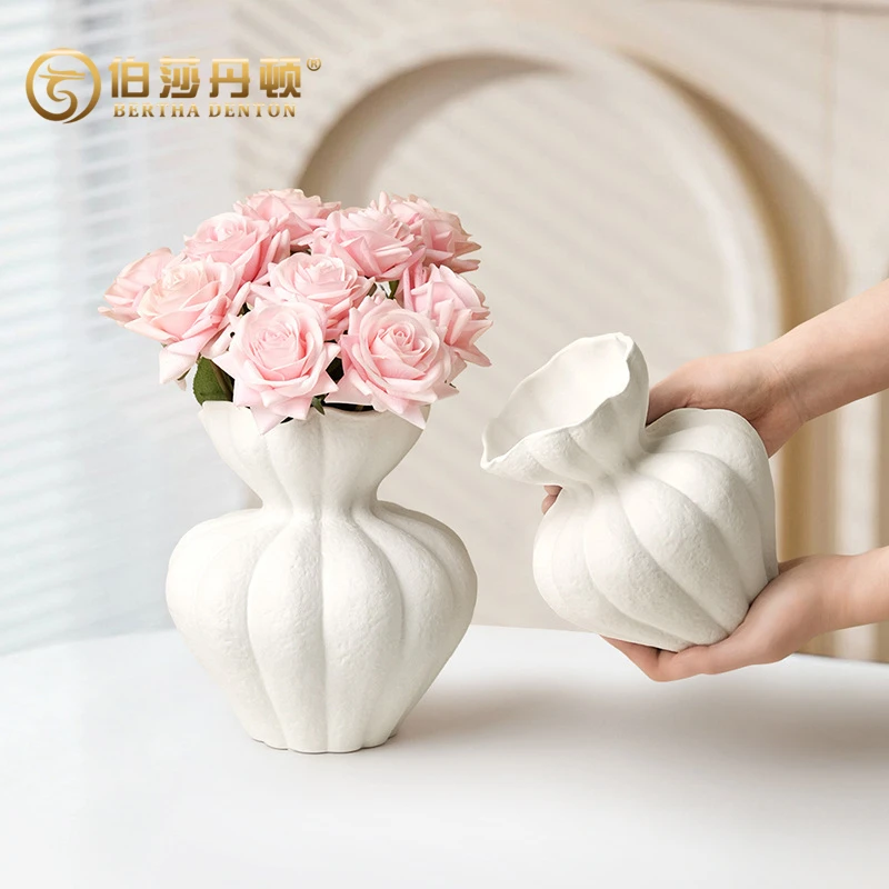 BERTHA DENTON/伯莎丹顿法式侘寂花瓶白色高级感摆件客厅桌面家居