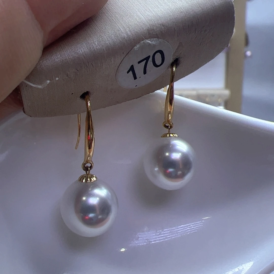 18K金镶嵌淡水珍珠耳饰