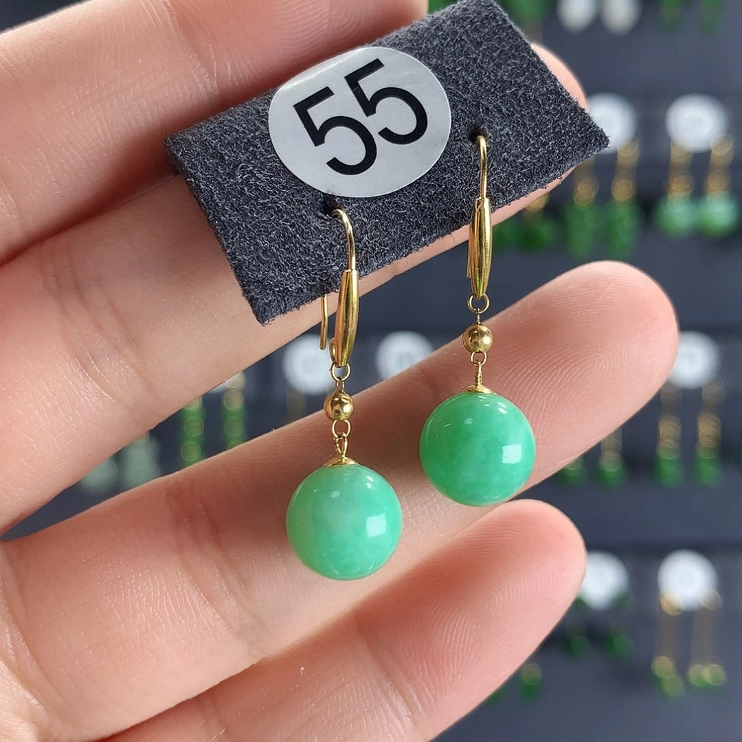 翡翠耳饰18K金镶嵌55号