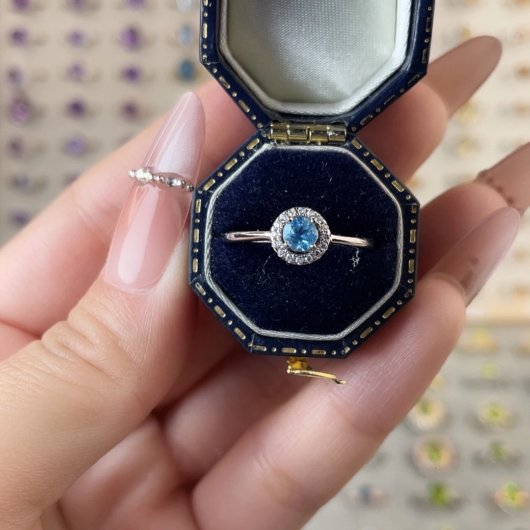 戒指银S925镶嵌托帕石围钻款戒指