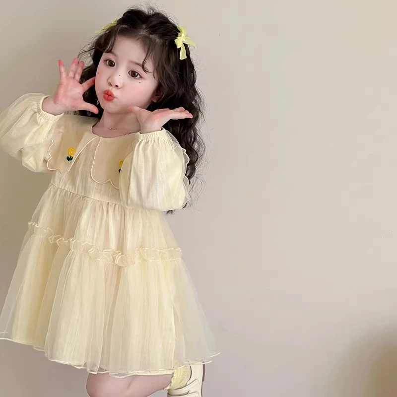 公主裙春季女半身裙蝴蝶结夏季韩版连衣裙儿童连衣裙洋气宝宝夏装