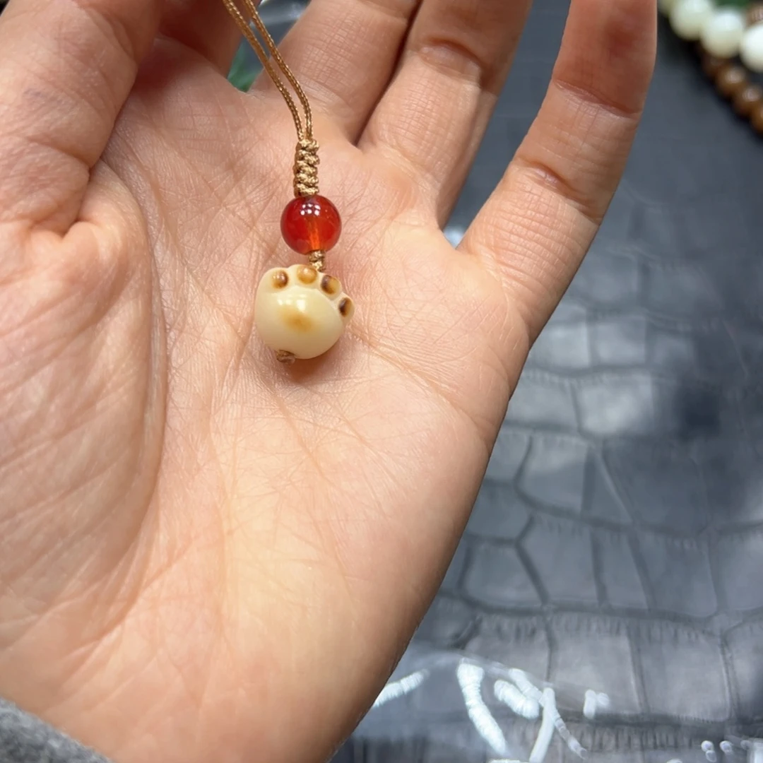 银S925镶嵌手链烟晶猫爪挂件