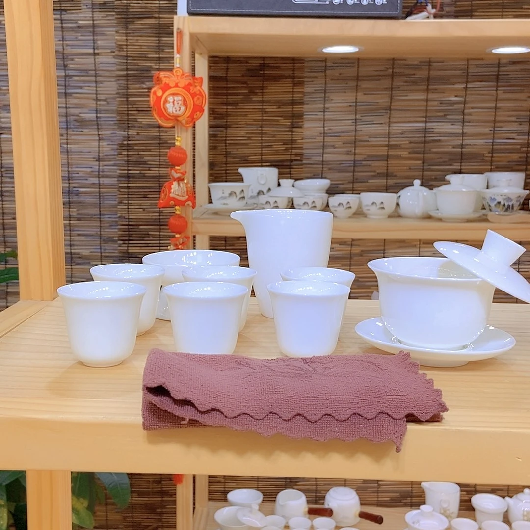 羊脂玉瓷茶具套装