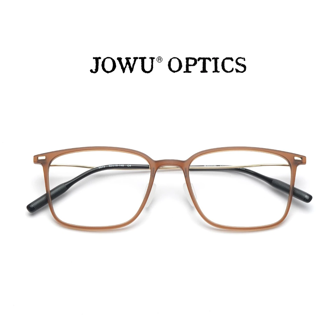 JOWU玖吾8673超轻近视纯钛方圆脸眼镜框素颜眼镜架男士男款素颜镜