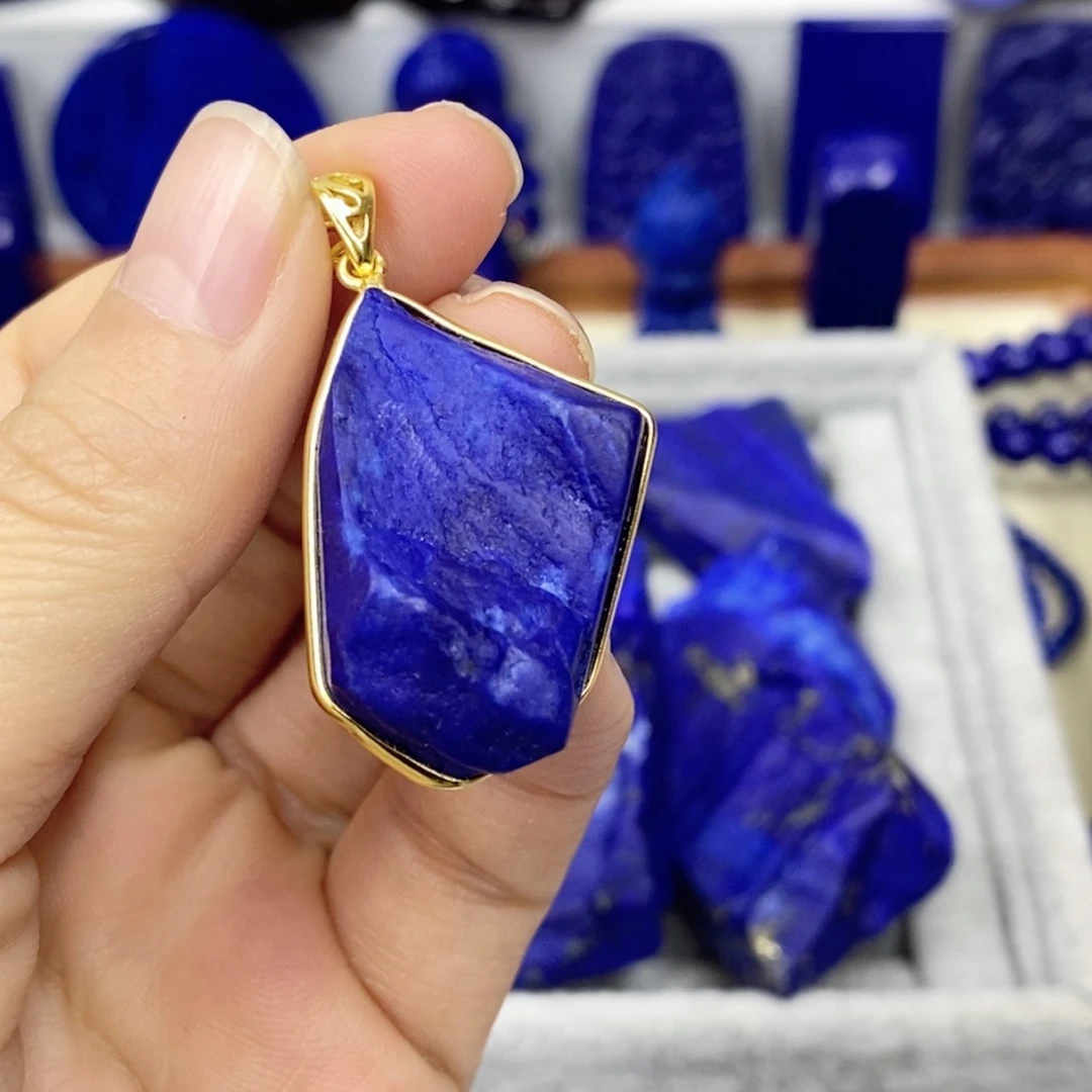 青金石颈饰银S925镀金镶嵌红*瑰