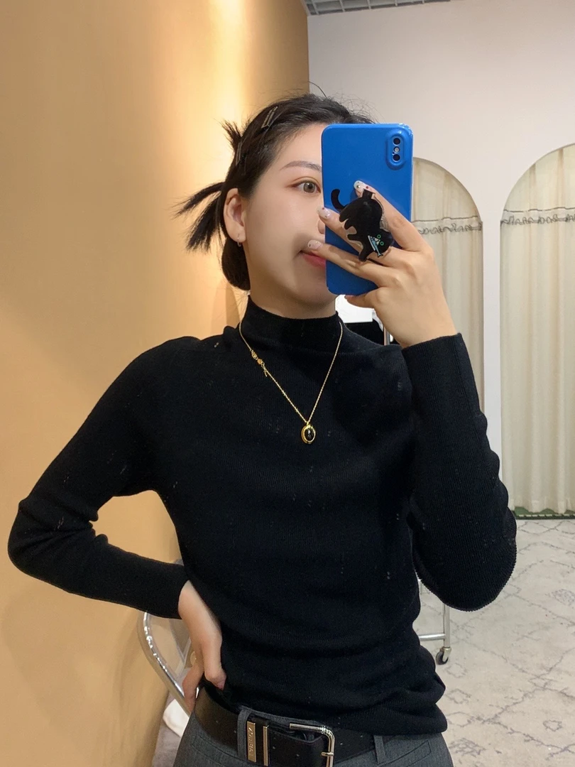 圆领衫上衣高领毛打底衫秋冬毛针织衫半高领套头立领百搭