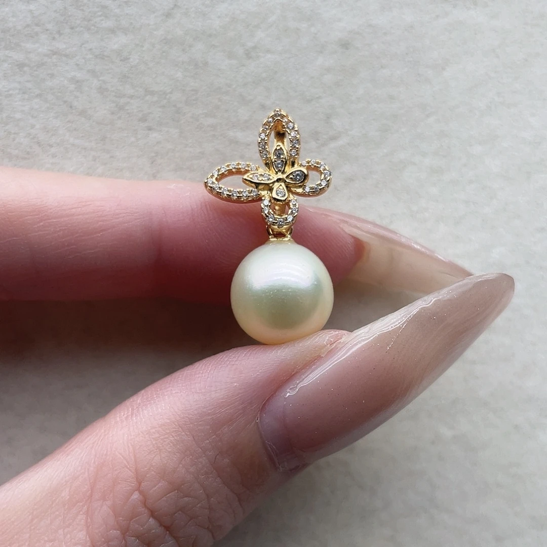 海水珍珠银S925镶嵌吊坠57