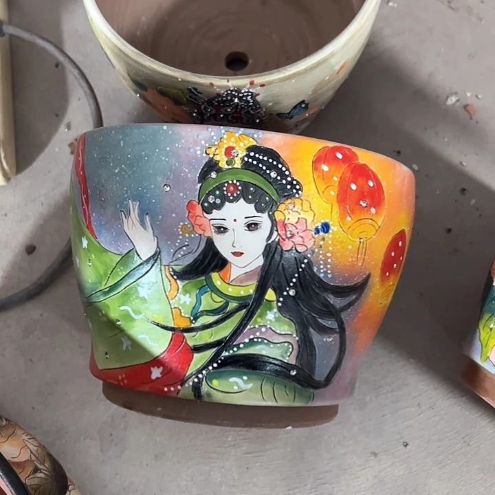 满39.9包邮景德镇手绘花盆简*?