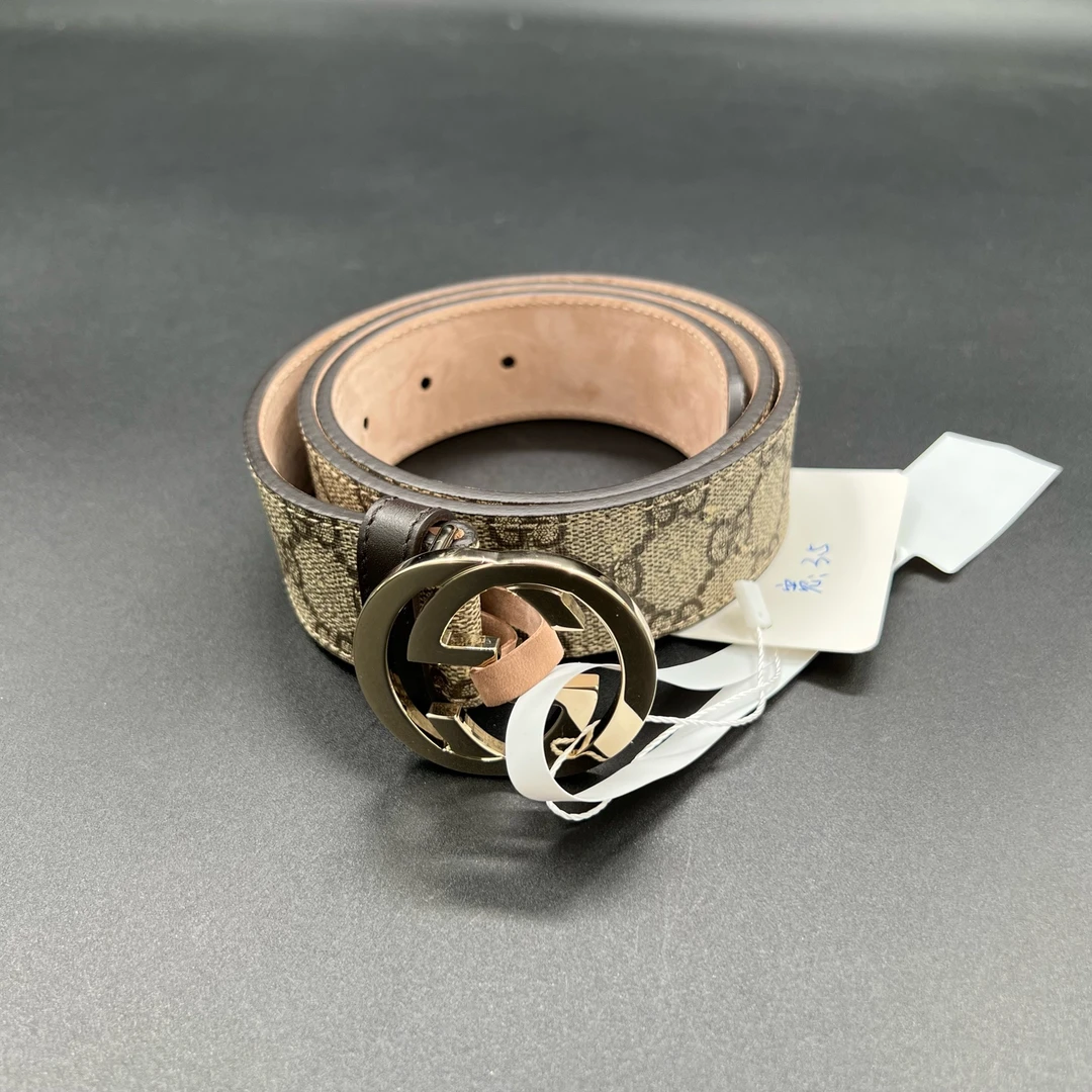 99新 GUCCI/古驰 (ll) 蛇纹金扣GG腰带 80cm 018783
