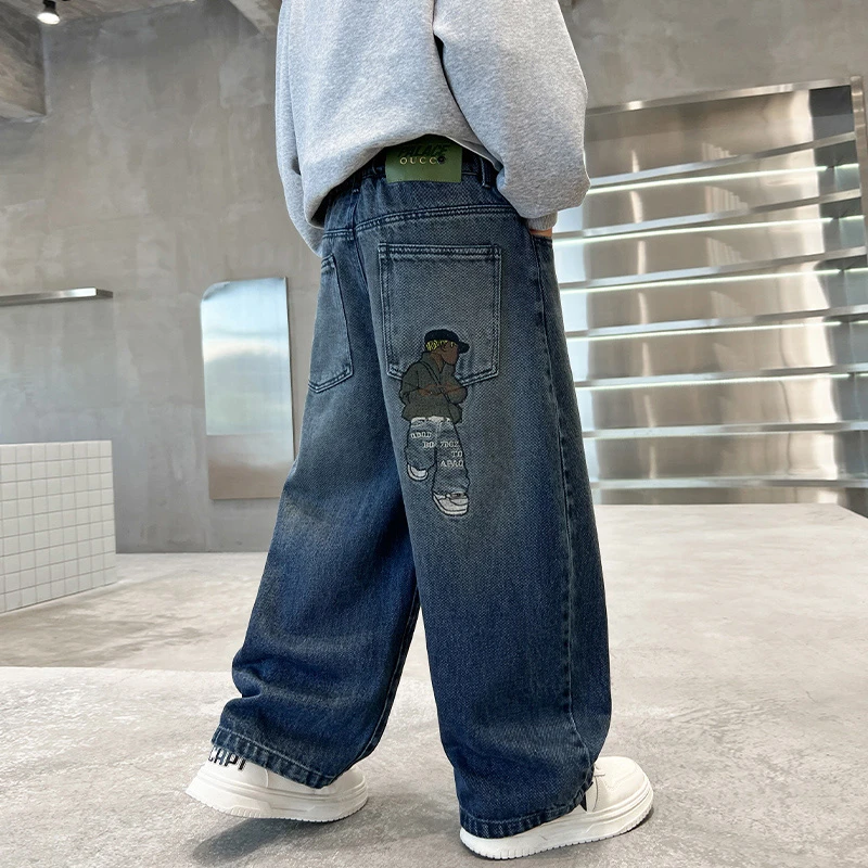 儿童装男童牛仔裤春秋款2025新款男孩秋季直筒长裤大童韩版宽松潮
