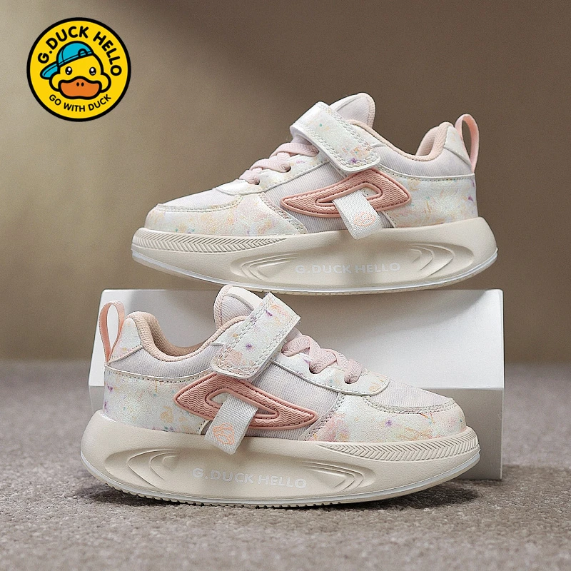 小黄鸭男童运动阿甘鞋2025春秋新款中大童女童透气软底板鞋男潮鞋