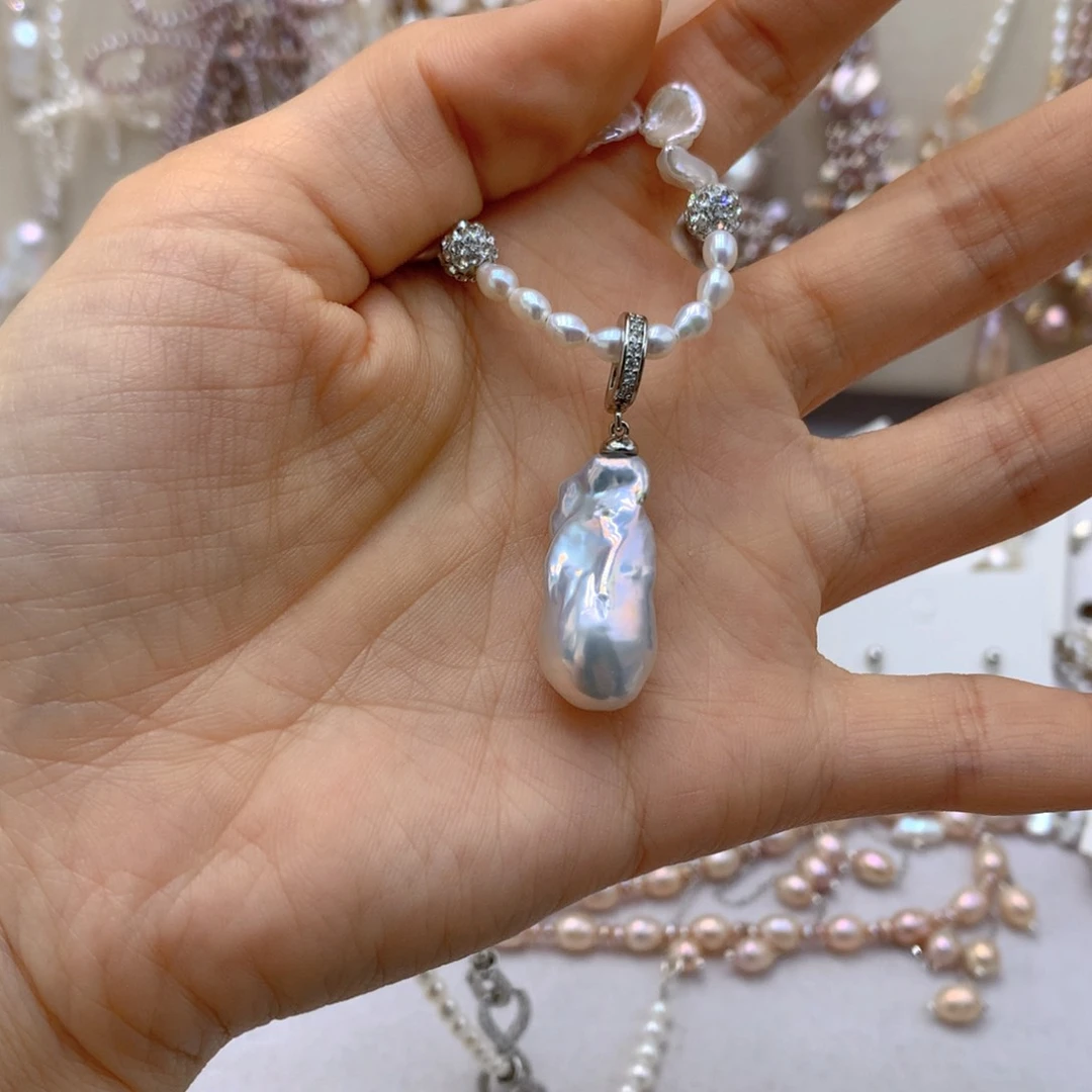 淡水珍珠耳饰银S925镶嵌宽****容