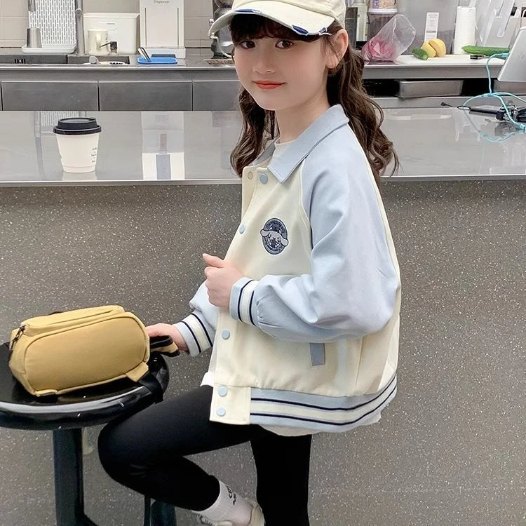 女童秋装2025新款外套儿童洋气时髦休闲棒球服春秋季女孩网红上衣