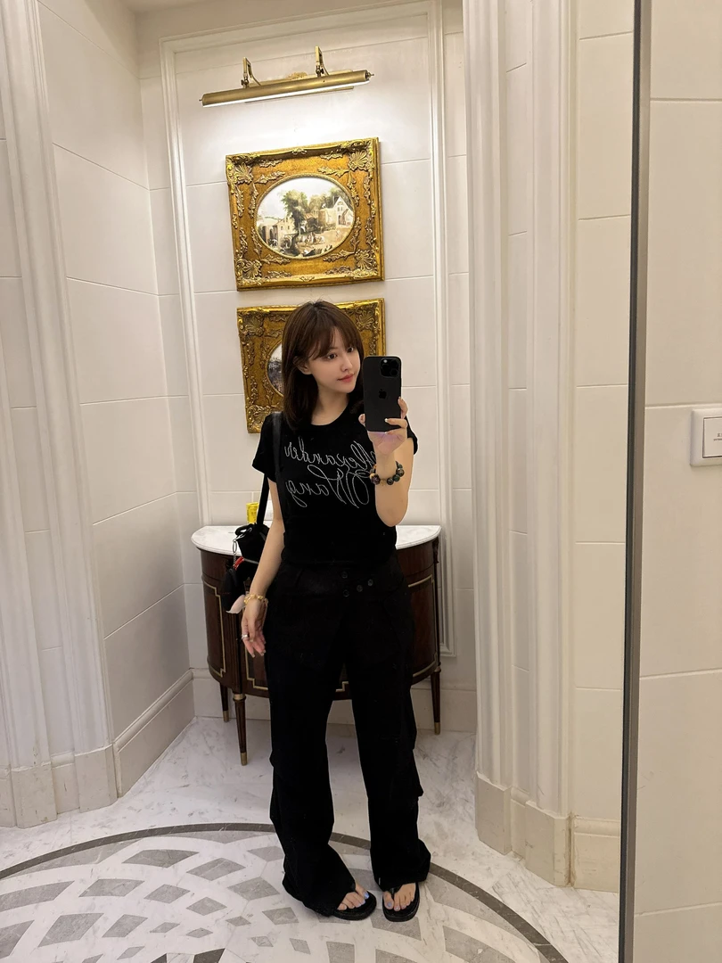 【sKycaptian】25四季款两穿黑色工装阔腿裤可拆卸带屁帘SK02389