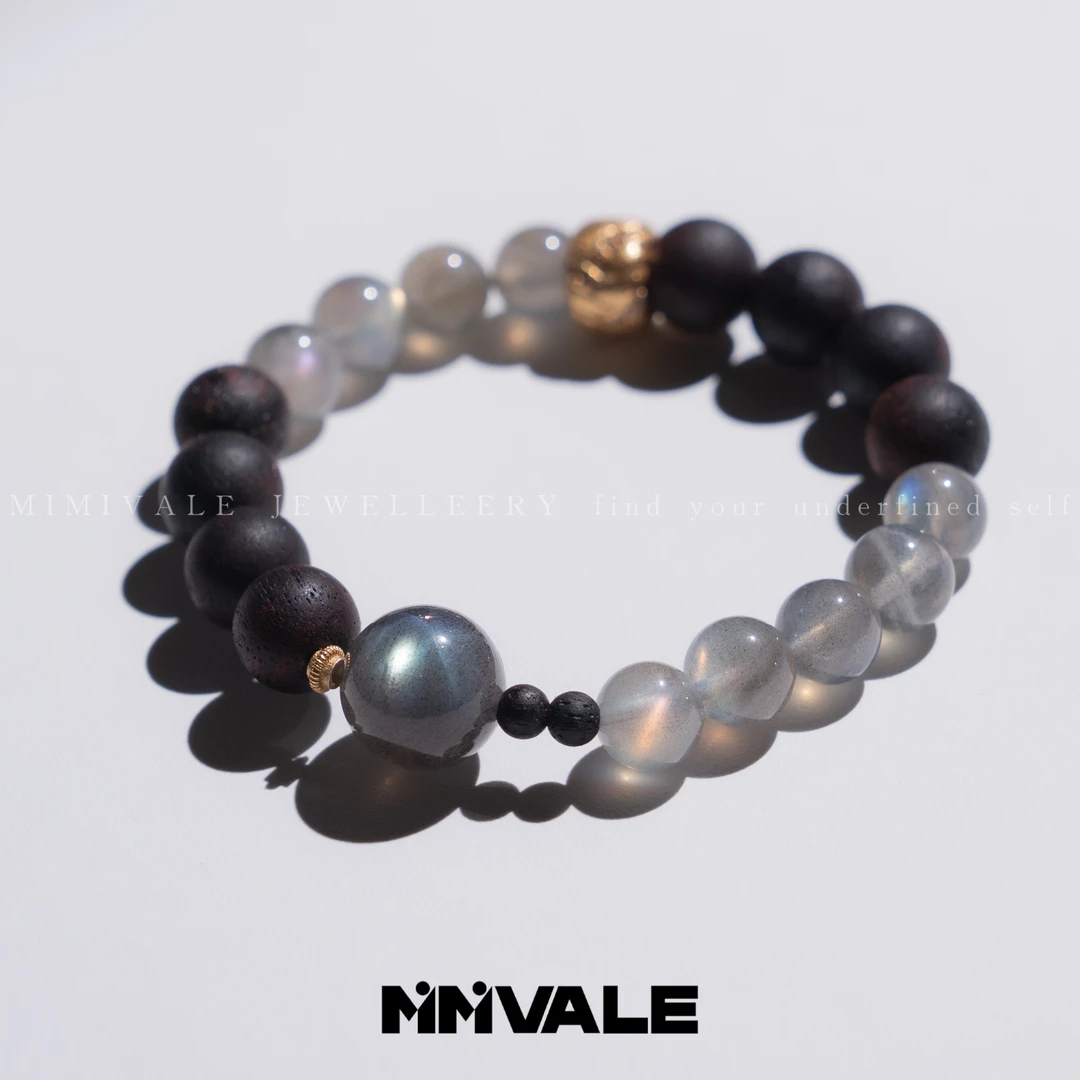 秘密山谷【摘星】原创彩虹紫光深灰体七彩灰月光降真香手串MMSG8233