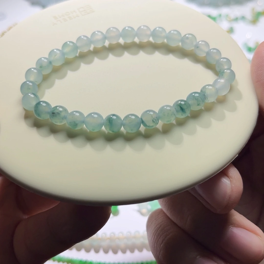 翡翠散珠天然缅甸A货珠子30颗6.5mm