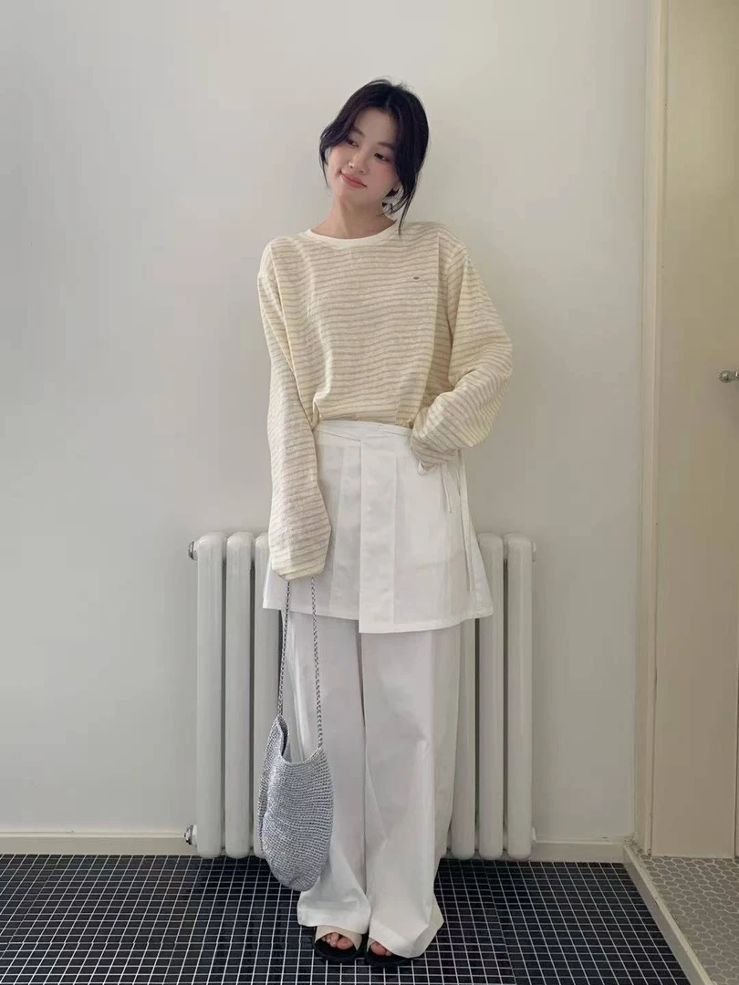 lovely@fs8672 韩系简约百搭休闲带屁帘休闲裤 6-24