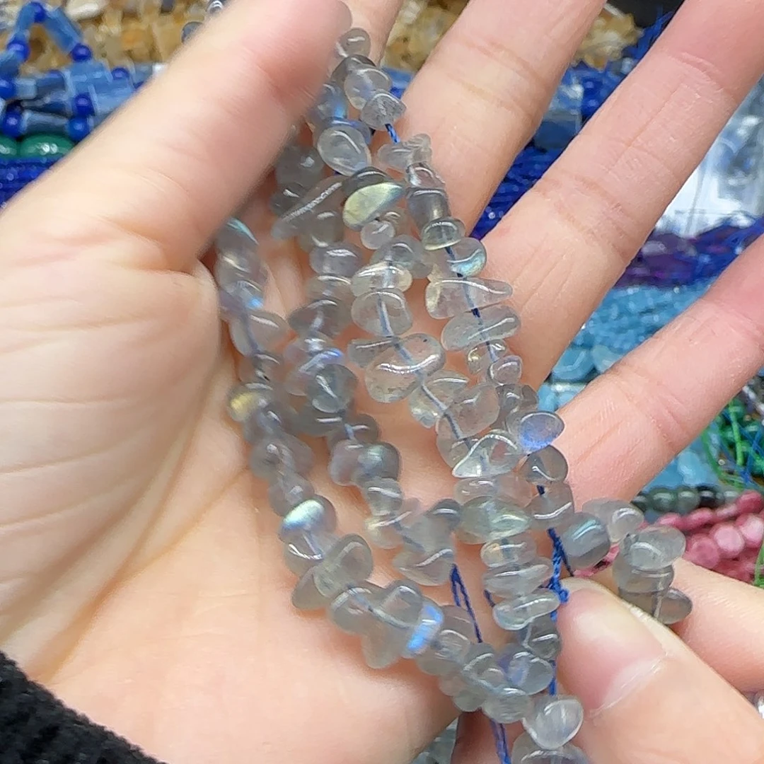 玛瑙/玉髓珠宝半成品合金灰月光随形6-8mm一条