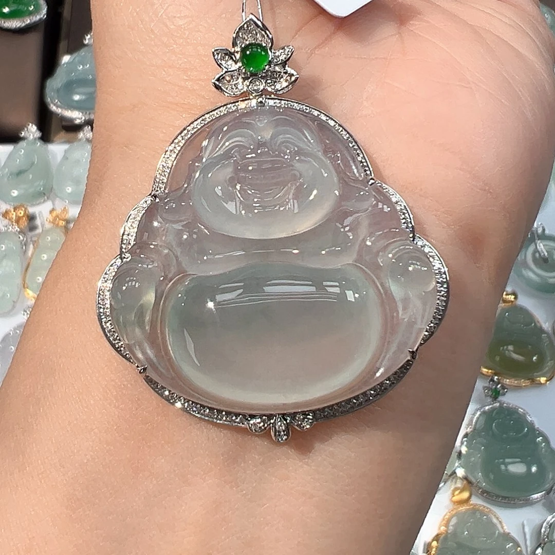 翡翠18K金镶嵌吊坠(不含链)佛公