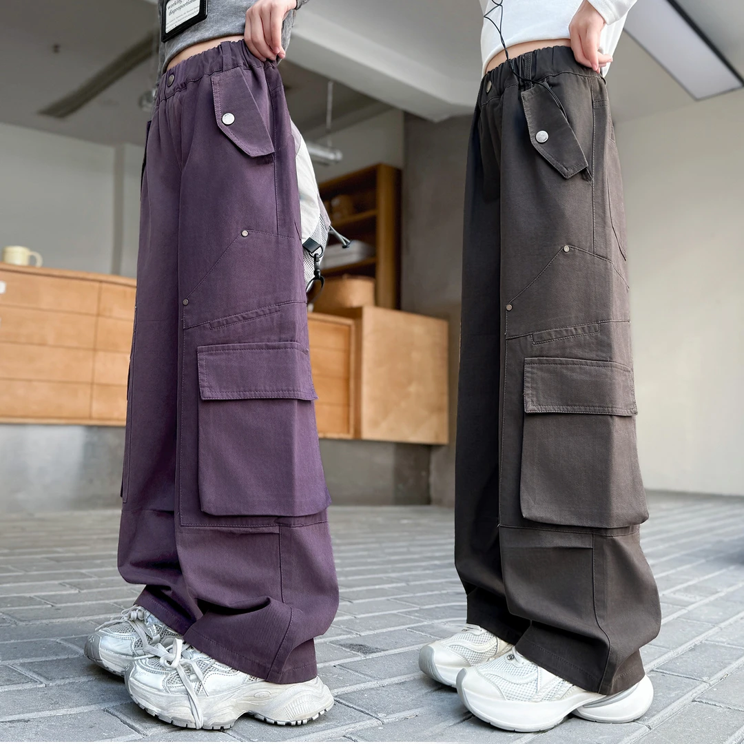 女童裤子秋款2025新款女孩秋装休闲潮酷工装裤中大童百搭运动长裤