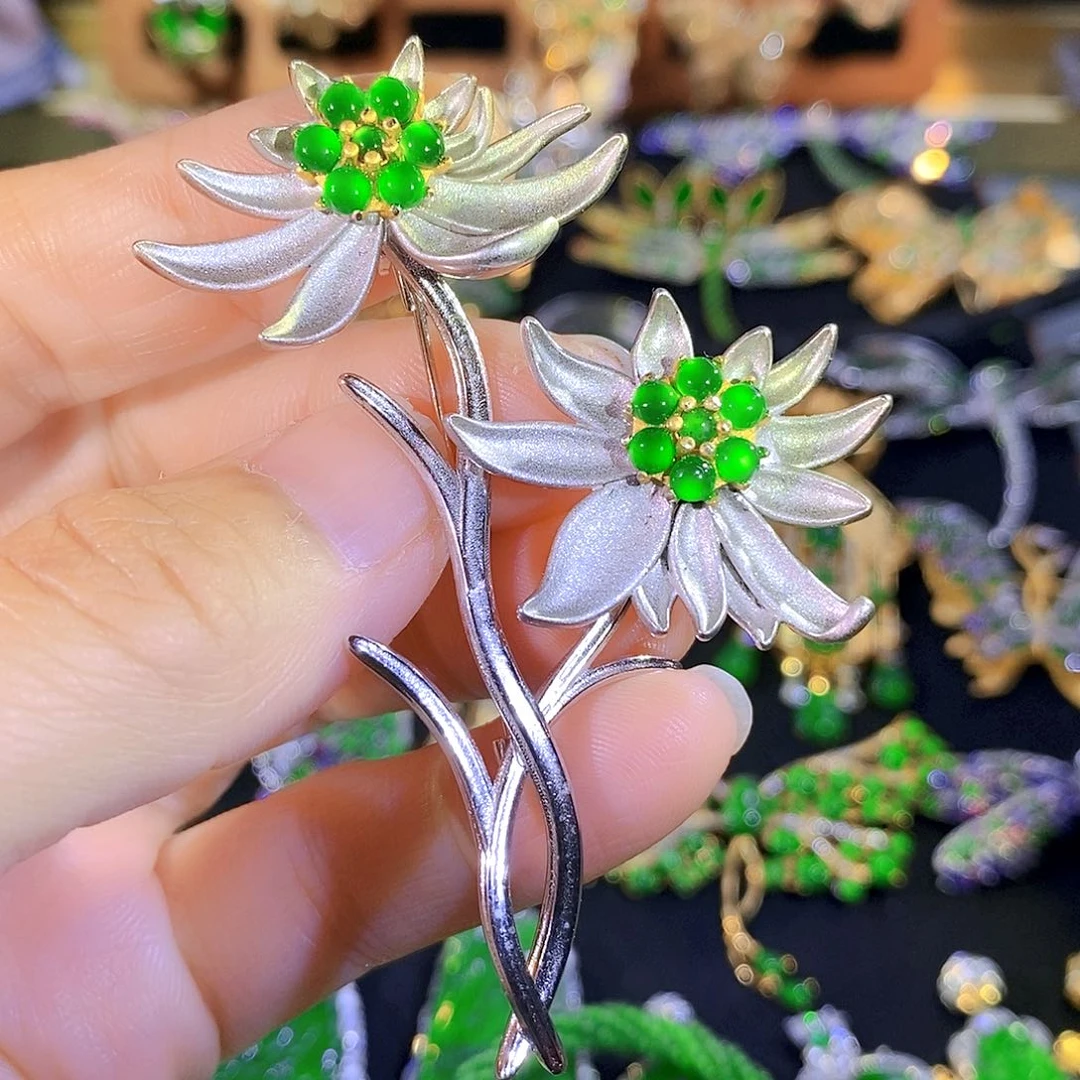 颈饰银S925镶嵌翡翠