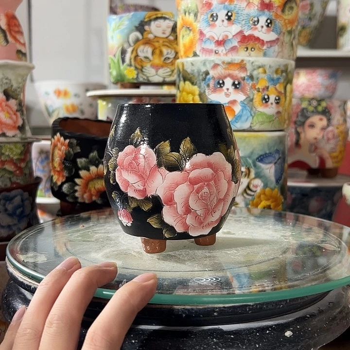 景德镇手绘花盆里面的高级盆