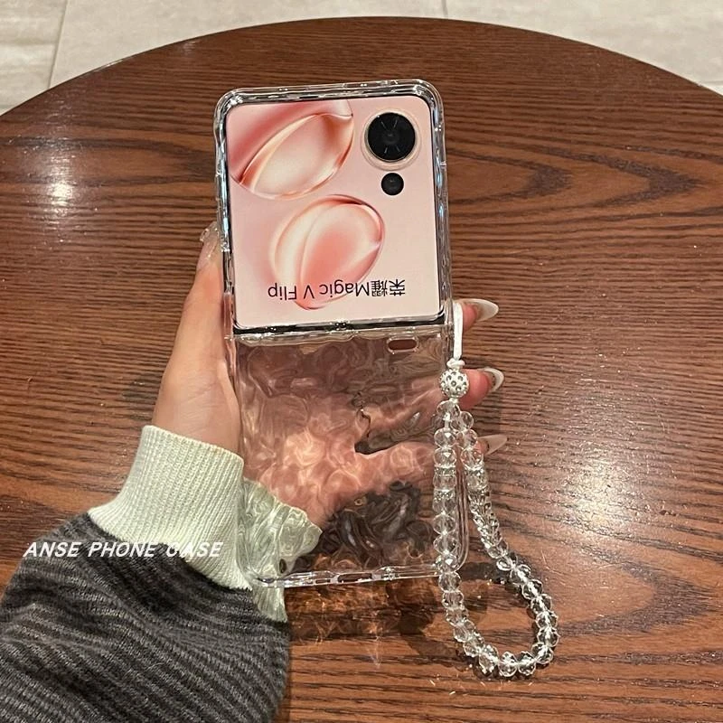 适用荣耀Magicvflip2手机壳折叠屏ins波浪纹透明全包防摔保护套