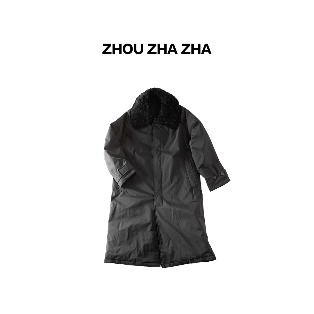 【周炸炸】“蓄暖” 羊毛领设计款廓形高级慵懒长款风衣羽绒#548573